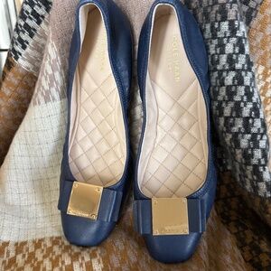 Cole Haan Navy Leather Tali Bow Front Ballet Flats Sz 7.5M